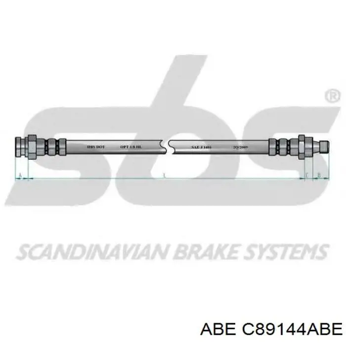 Купить C89144ABE ABE Шланг тормозной задний правый