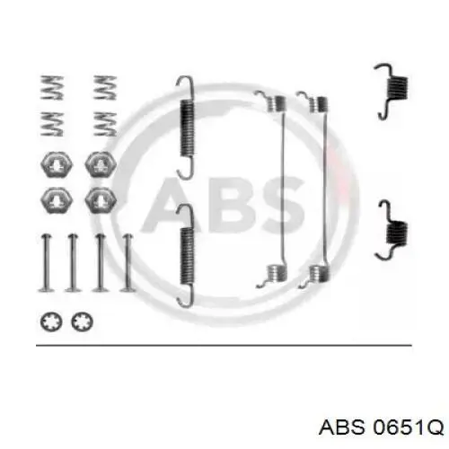 0651Q ABS монтажный комплект задних барабанных колодок