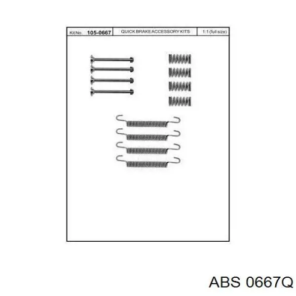 Монтажный комплект задних барабанных колодок ABS 0667Q