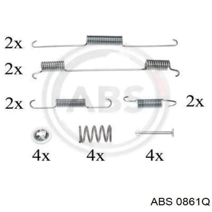 Монтажный комплект задних барабанных колодок 0861Q ABS