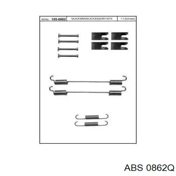 Установочный комплект задних барабанных колодок ABS 0862Q цена, от 5.20 USD