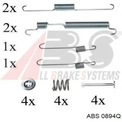 Установочный комплект задних барабанных колодок ABS 0894Q цена, от 7.47 USD