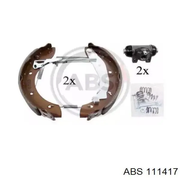Колодки тормозные задние барабанные, в сборе с цилиндрами, комплект 111417 ABS
