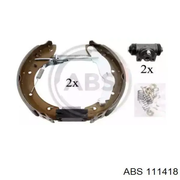 Колодки тормозные задние барабанные, в сборе с цилиндрами, комплект 111418 ABS