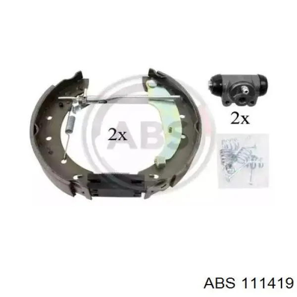 Колодки тормозные задние барабанные, в сборе с цилиндрами, комплект 111419 ABS