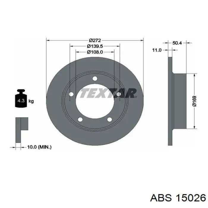 Тормоз дисковый передний ABS 15026 цена, от 22.08 USD