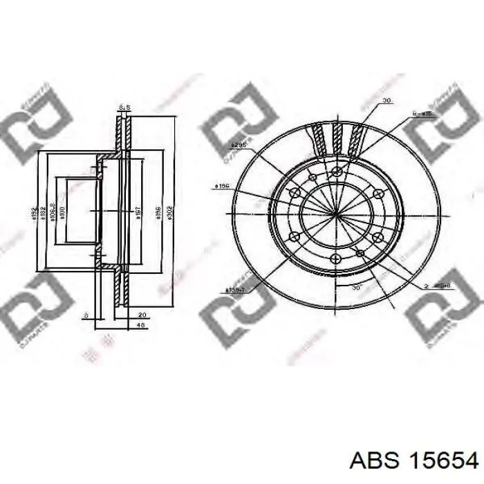 Передние тормозные диски 15654 ABS