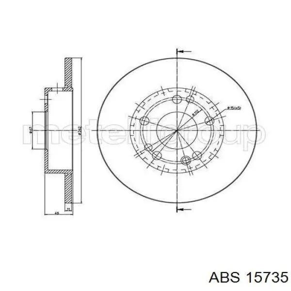 Передние тормозные диски 15735 ABS