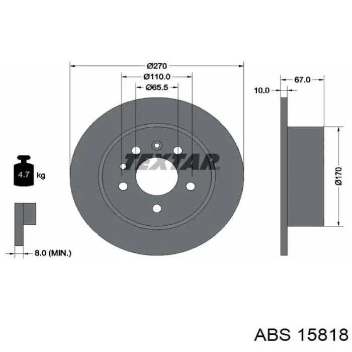 Задний тормозной диск ABS 15818 цена, от 25.04 USD