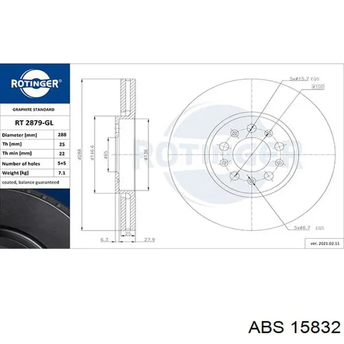Тормоз дисковый передний Bremsi CD7221V цена, от 29.56 USD