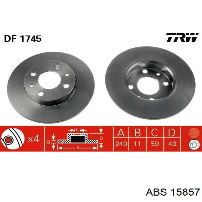 Купить 15857 ABS Диск тормозной задний