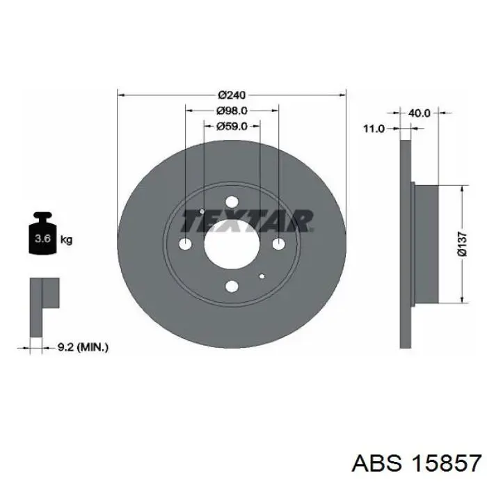Диск гальмівний задній 15857 ABS