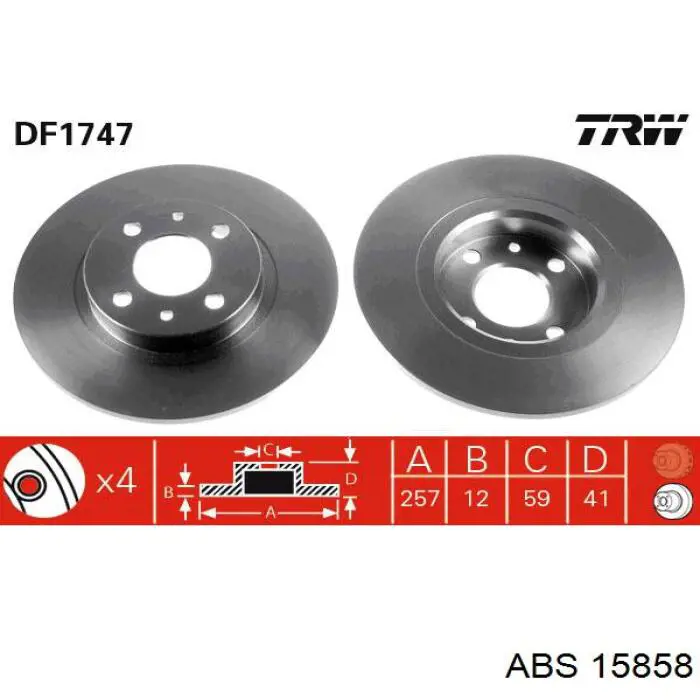 Тормоз дисковый передний ABS 15858 цена, от 25.48 USD