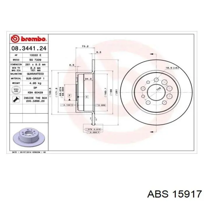 Задний тормозной диск ABS 15917 цена, от 28.80 USD