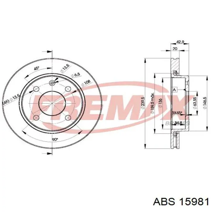 15981 ABS диск тормозной передний