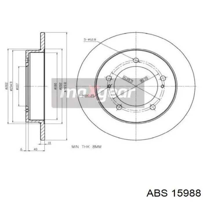 Тормоз дисковый передний ABS 15988 цена, от 21.67 USD