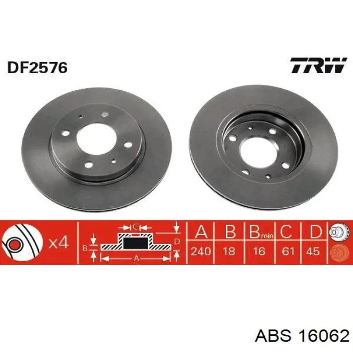 Купить 16062 ABS Ротор тормозной