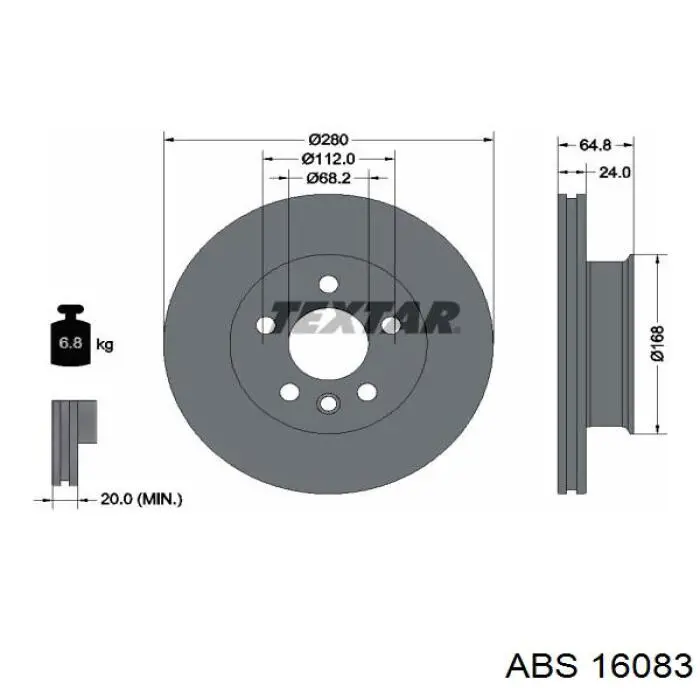 Тормоз дисковый передний ABS 16083 цена, от 36.72 USD
