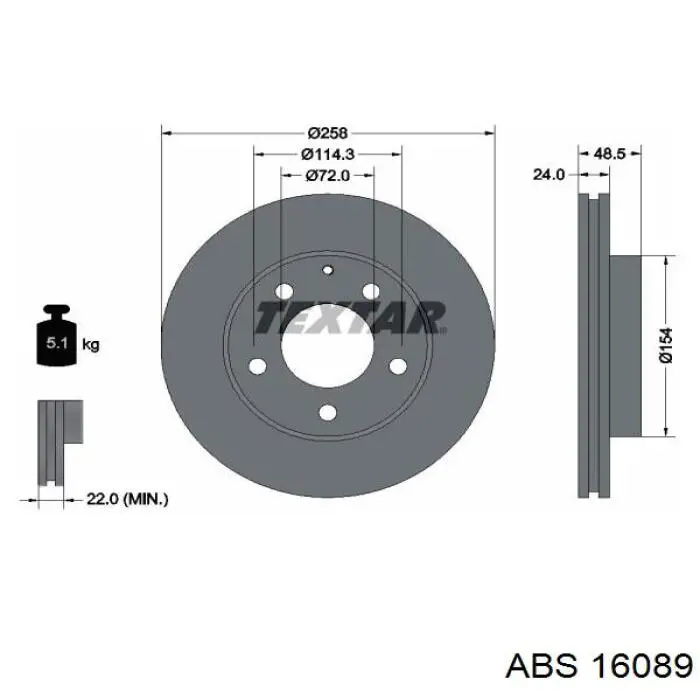 Freno de disco delantero 16089 ABS