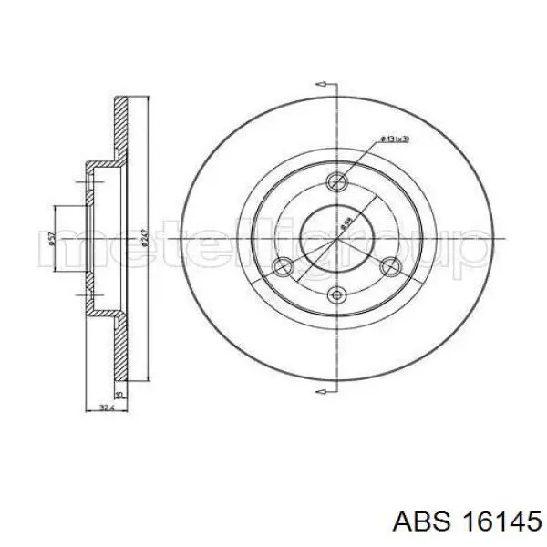 Тормоз дисковый передний ABS 16145 цена, от 21.57 USD