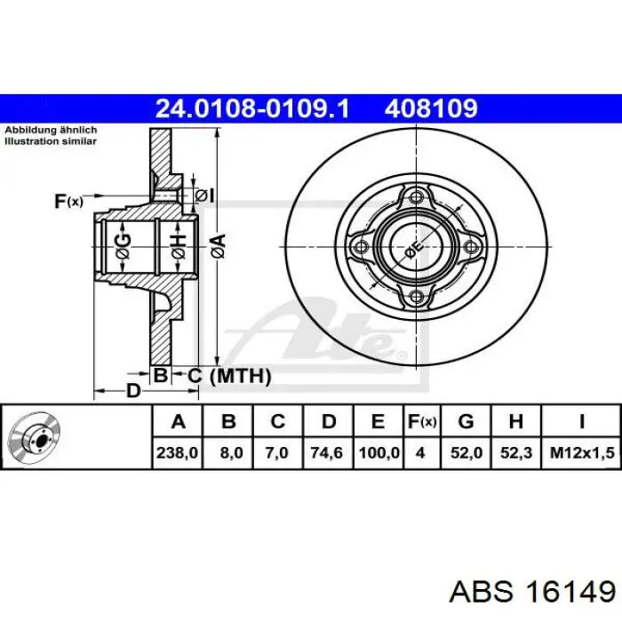 Купить 16149 ABS Диск тормозной задний