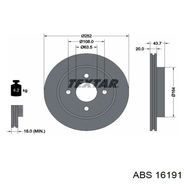 16191 ABS диск тормозной задний