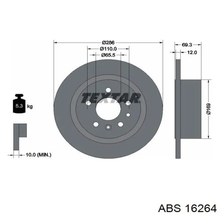Купить 16264 ABS Диск тормозной задний