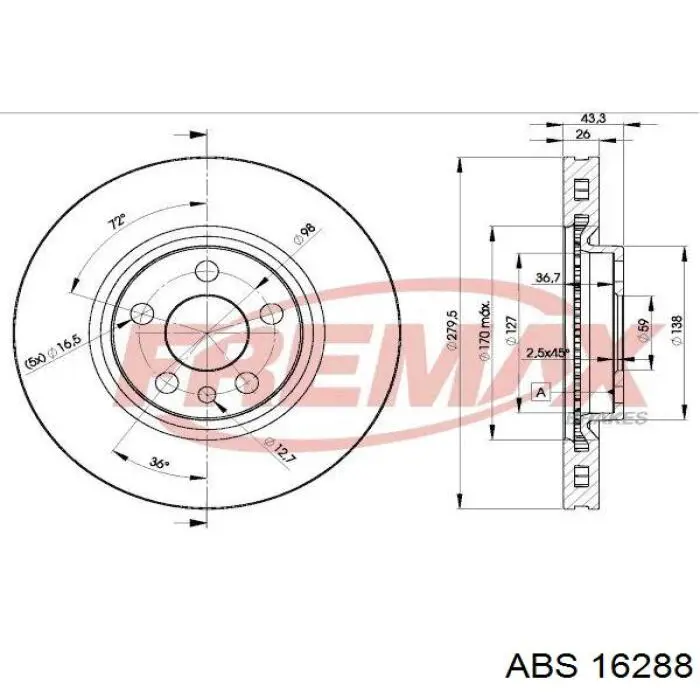 Купить 16288 ABS Ротор тормозной