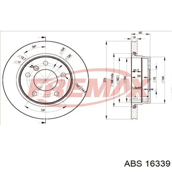 Купить 16339 ABS Диск тормозной задний