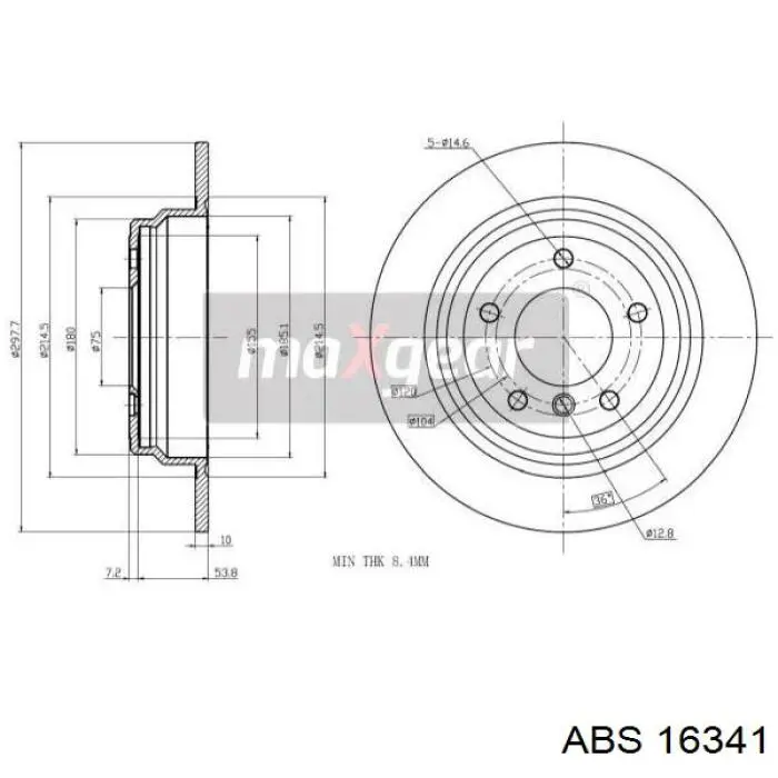 Задний тормозной диск ABS 16341 цена, от 30.85 USD