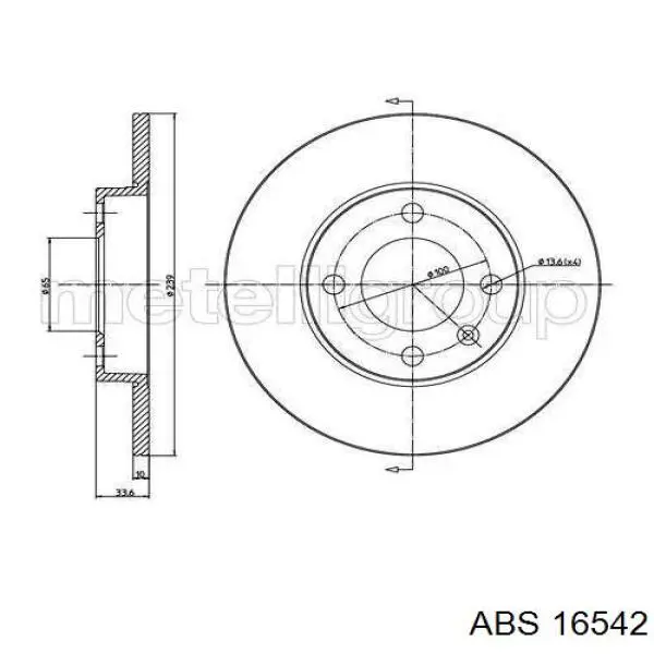 Тормоз дисковый передний ABS 16542 цена, от 19.14 USD