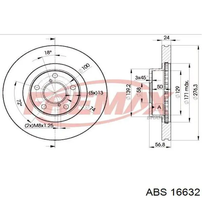 Купить 16632 ABS Ротор тормозной
