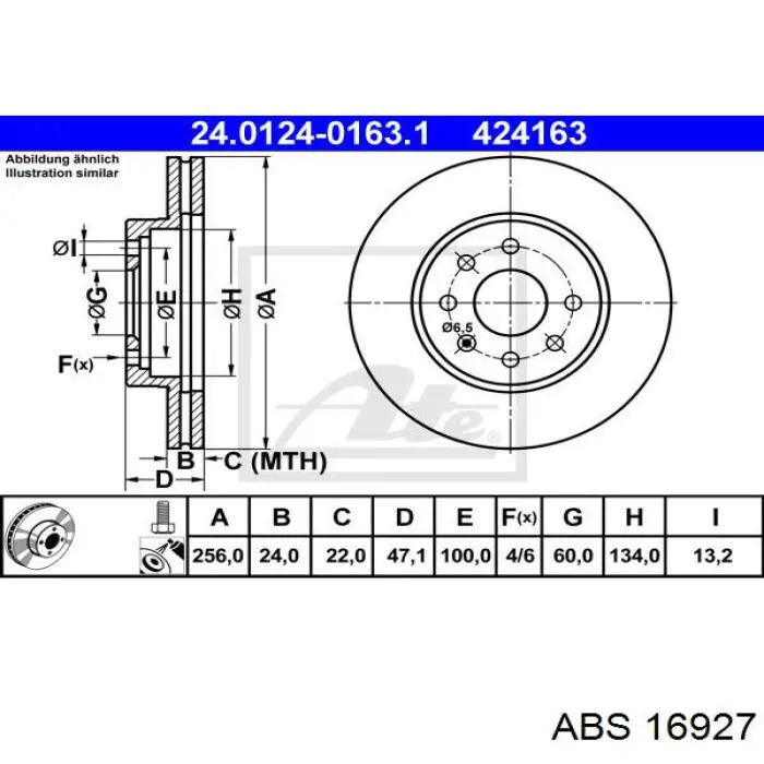Тормоз дисковый передний ABS 16927 цена, от 37.14 USD