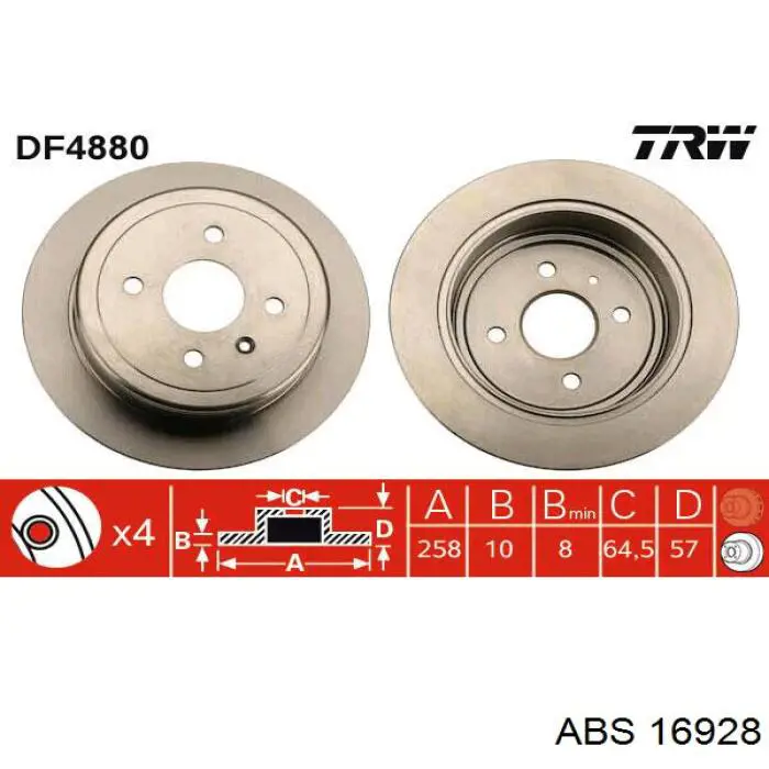 Купить 16928 ABS Диск тормозной задний