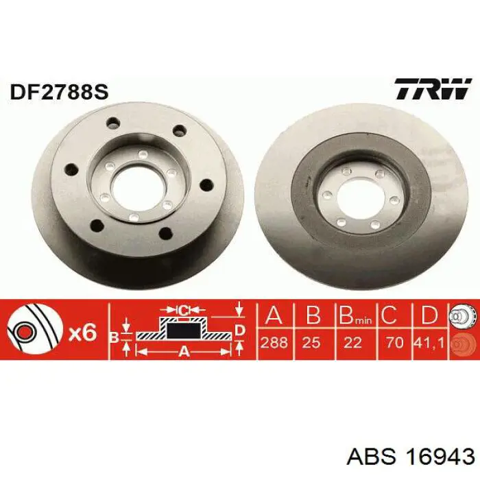 Тормоз дисковый передний ABS 16943 цена, от 84.51 USD