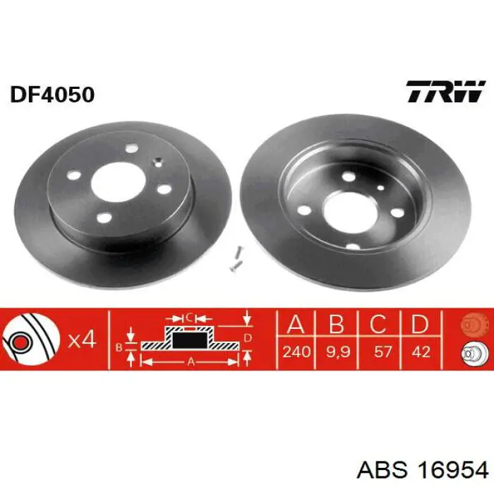 Купить 16954 ABS Диск тормозной задний