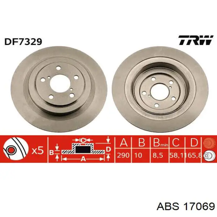 Задний тормозной диск ABS 17069 цена, от 36.39 USD