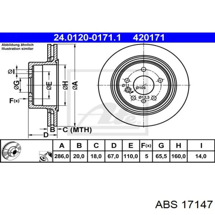 Купить 17147 ABS Диск тормозной задний