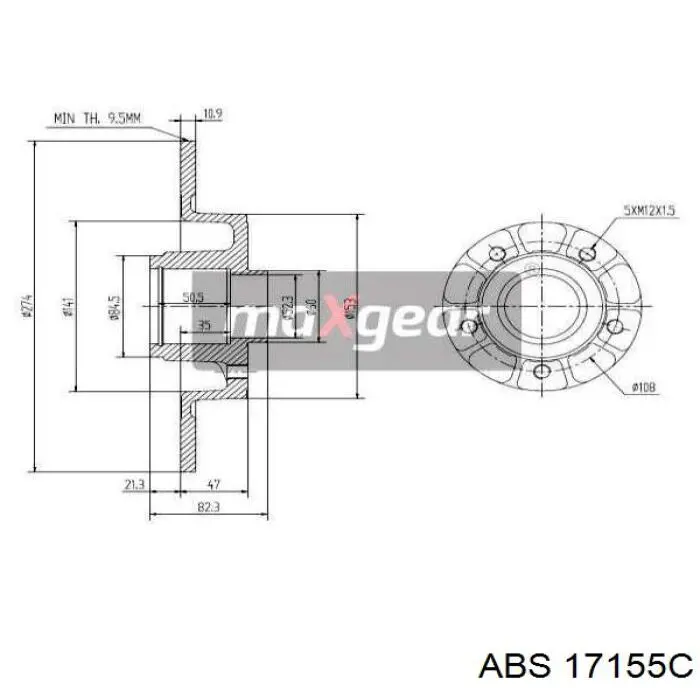 Disco de freno trasero 17155C ABS