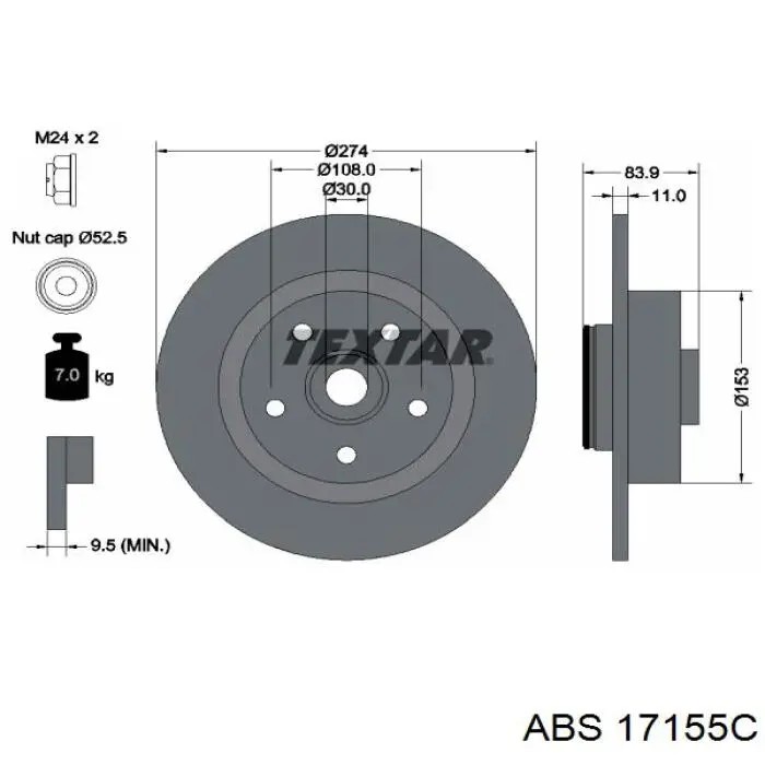 Задний тормозной диск ABS 17155C цена, от 70.96 USD