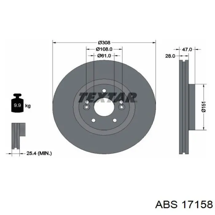 17158 ABS диск тормозной передний
