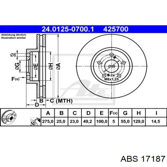 Купить 17187 ABS Ротор тормозной