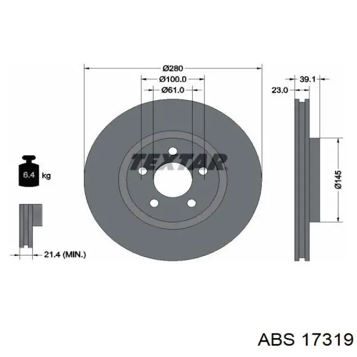 Тормоз дисковый передний ABS 17319 цена, от 41.66 USD