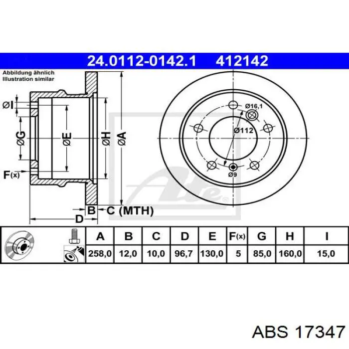 Купить 17347 ABS Диск тормозной задний