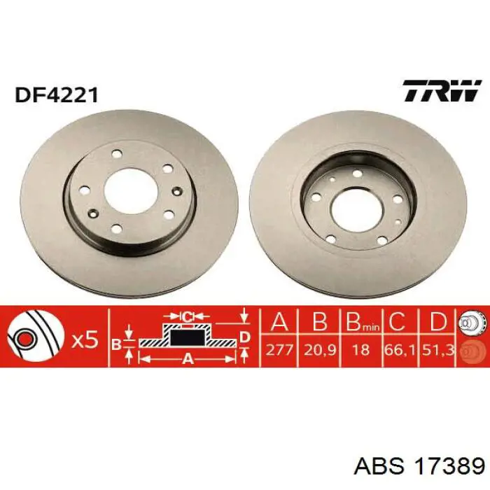 Тормоз дисковый передний ABS 17389 цена, от 35.76 USD