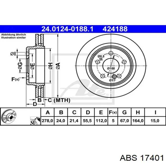 Задний тормозной диск ABS 17401 цена, от 38.94 USD