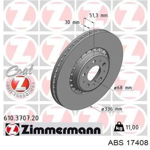 Тормоз дисковый передний ABS 17408 цена, от 70.90 USD