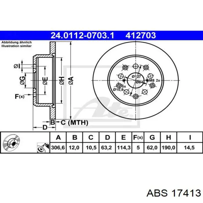 Купить 17413 ABS Диск тормозной задний
