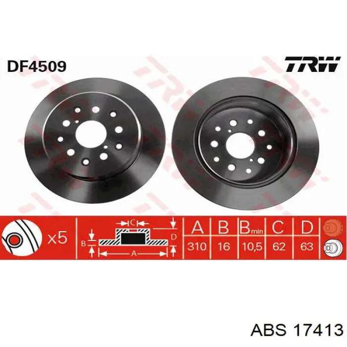 Задний тормозной диск ABS 17413 цена, от 41.65 USD