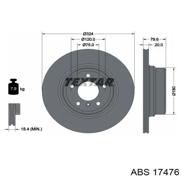 Задний тормозной диск ABS 17476 цена, от 41.98 USD